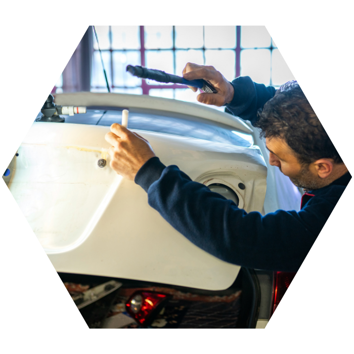 Hail damage repair on car image